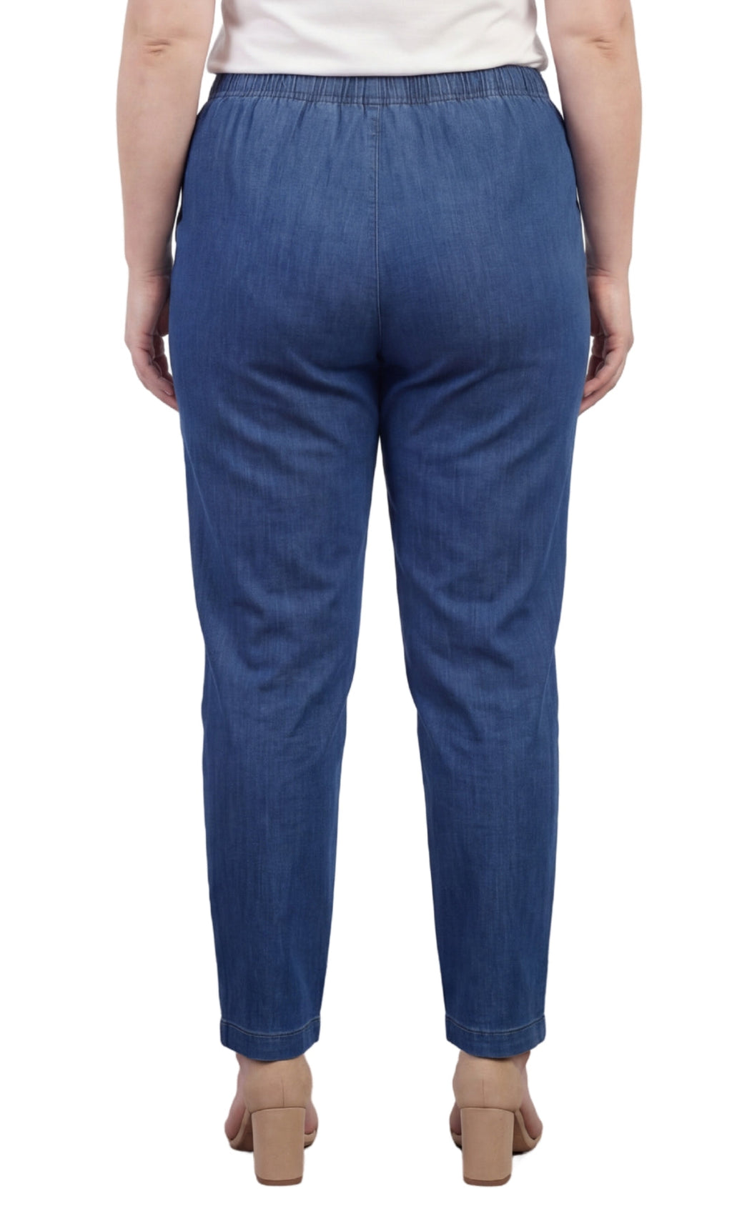 Women's Lightweight Pull-On Denim Jeans — Elastic Waist No Zipper
