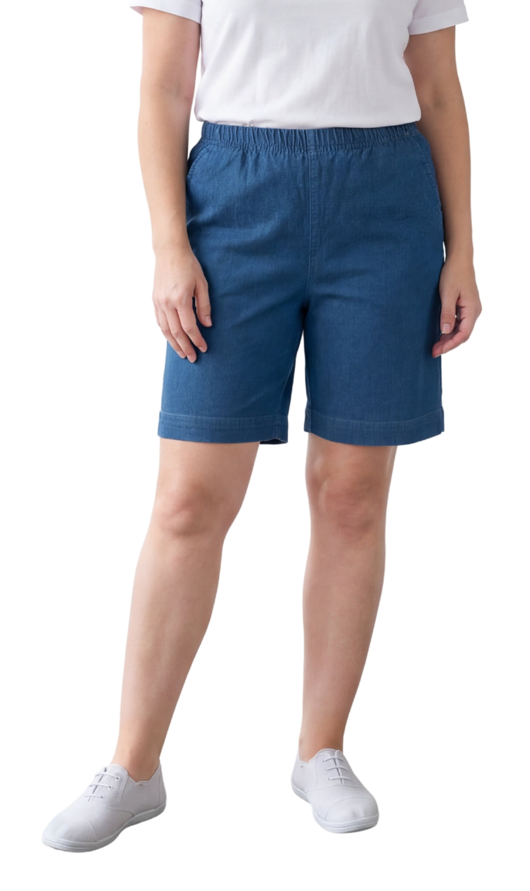 Women's Pull-On Denim and Twill Shorts — Stretch Waist No Zipper